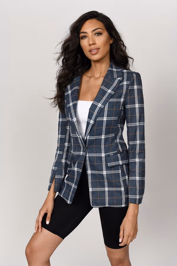 Robbie Plaid Blazer - Blue Multi