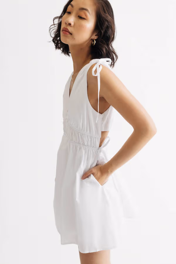 Jessie Lavender Poplin Side Cutout Skater Dress