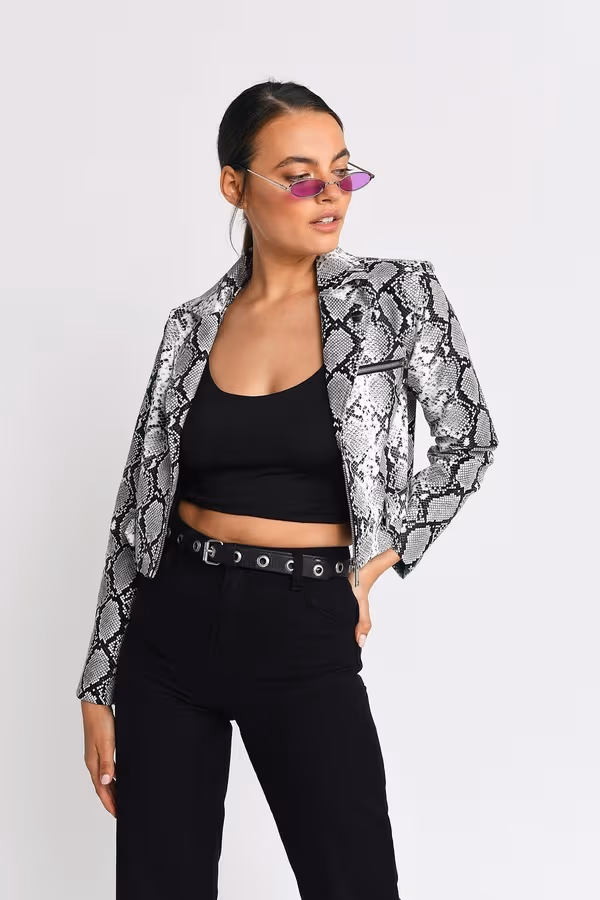 Trussst Me Cropped Jacket - White Multi