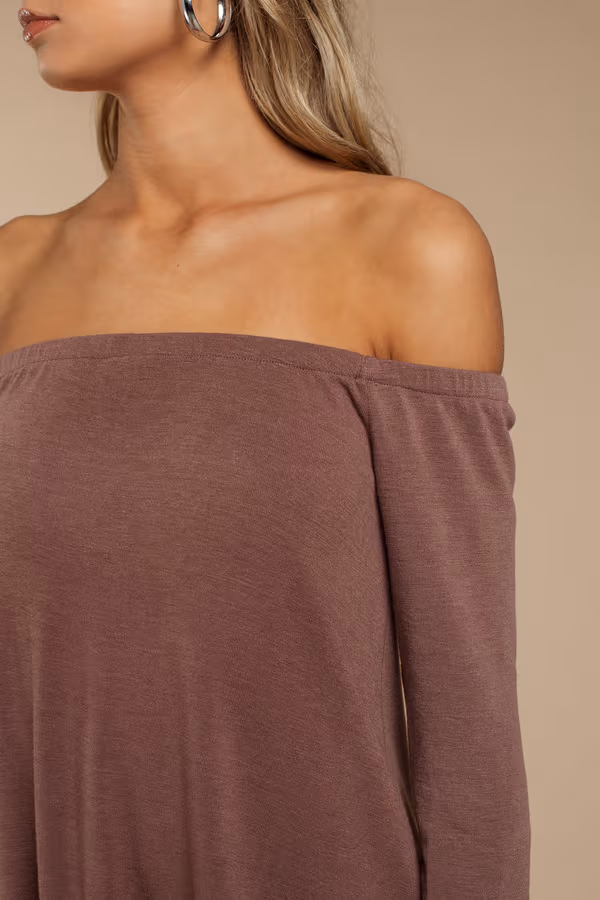 Olly Off The Shoulder Shift Mini Dress - Black