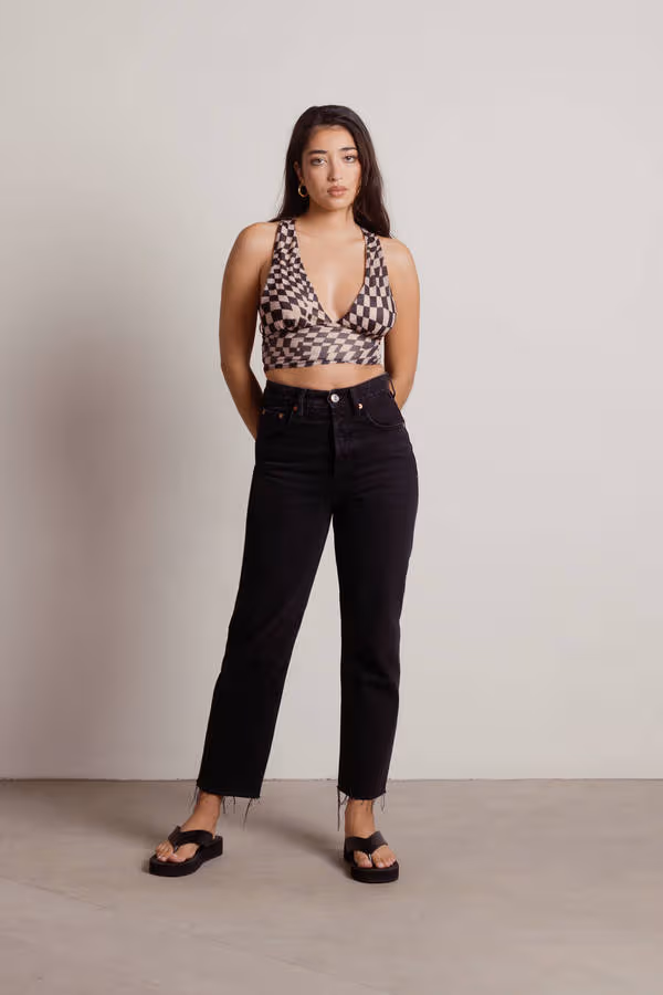 Fall Off Crop Top - Brown