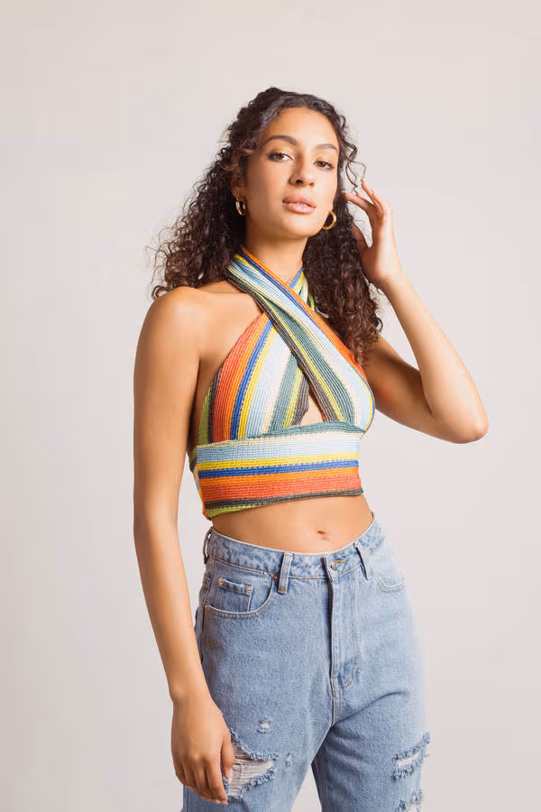 Tropical Weather Crop Top - Pastel Multi