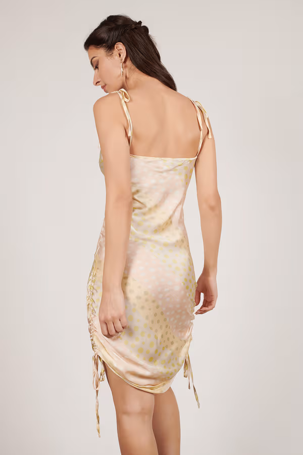 Tegan Satin Polka Dot Mini Dress - Pink Multi