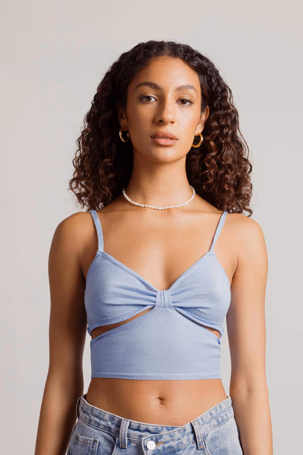 Ease In Crop Top - Sky Blue