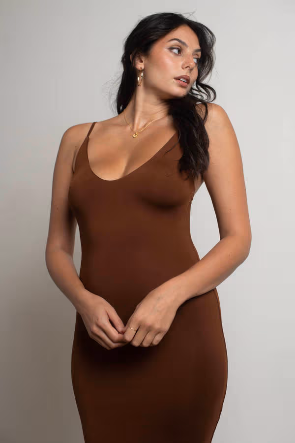 See Ya Later Cami Bodycon Mini Dress - Brown