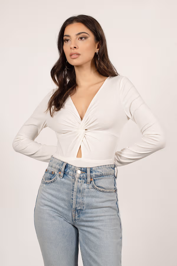 Braelynn Twist Front Bodysuit - White