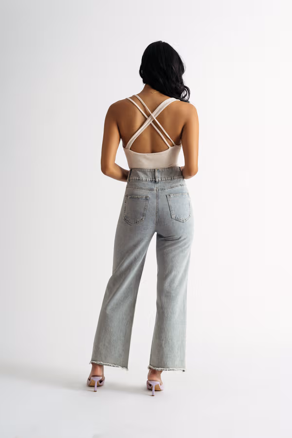 Only Need Me Cross Back Bodysuit - Light Taupe