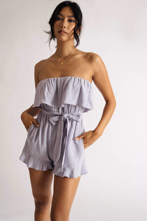 Lauren Strapless Romper - Beige