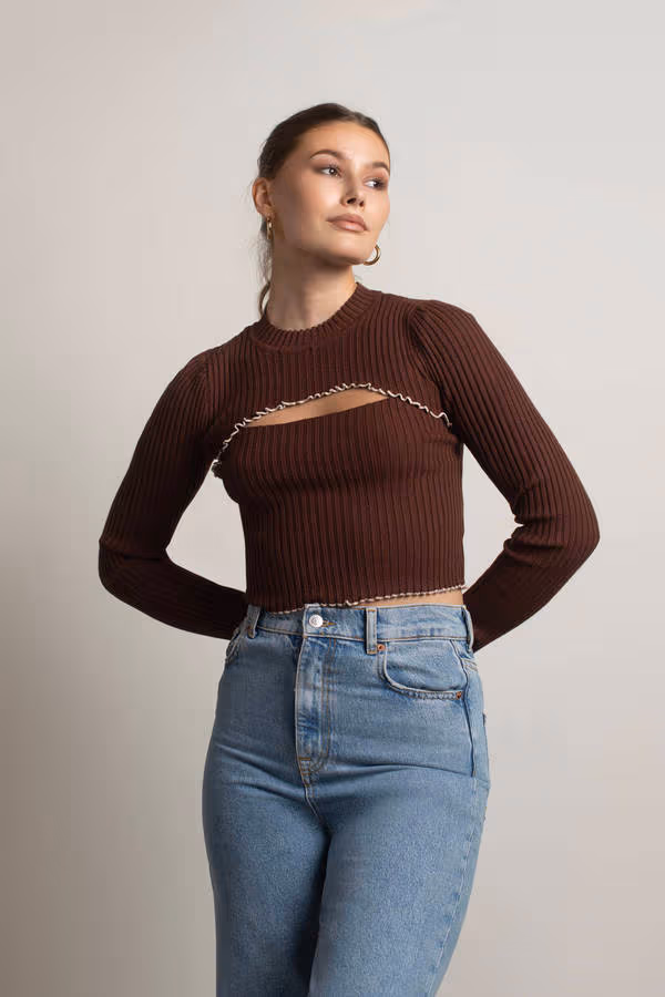 Motivate Me Cutout Sweater - Brown