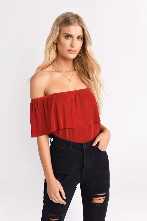 Claire Off The Shoulder Blouse - Red