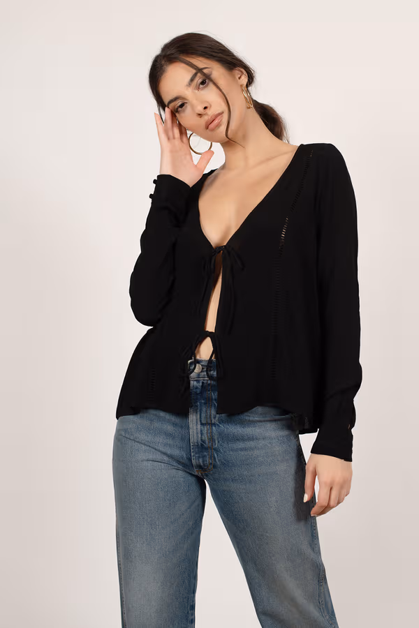 Rebecka Front Tie Blouse - Black