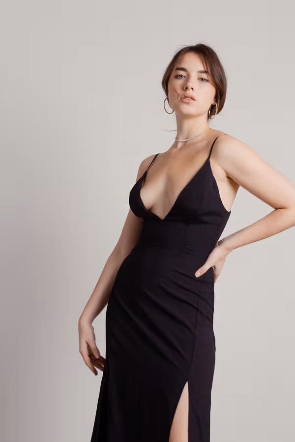 Under Your Spell Black Dual Slit Maxi Dress