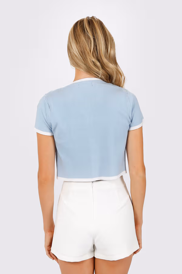 Lillian Sweater Crop Top and Cardigan Set - Blue