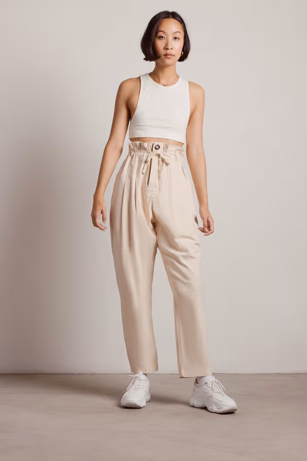 Chill Out Paperbag Pants - Cream