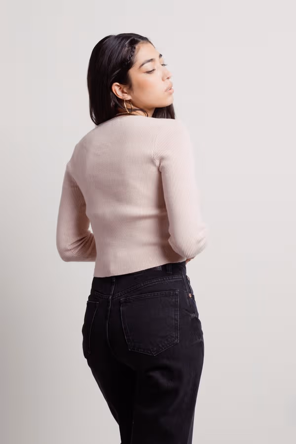 Skye Crop Cardigan - Powder Pink