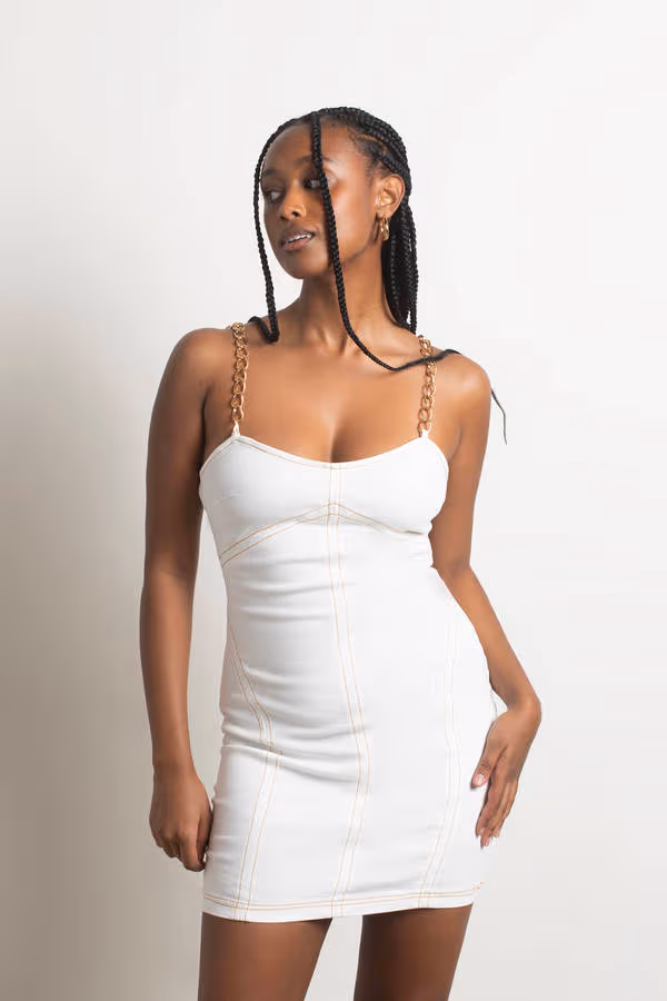 Courtnie Chain Strap Bodycon Mini Dress - White