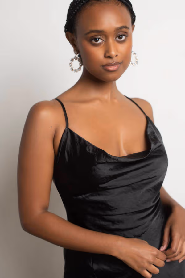 Always Yours Satin High Slit Midi Dress - Green