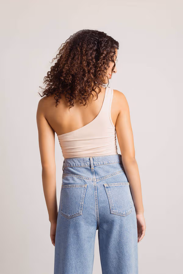 Macaron One Shoulder Bodysuit - Nude