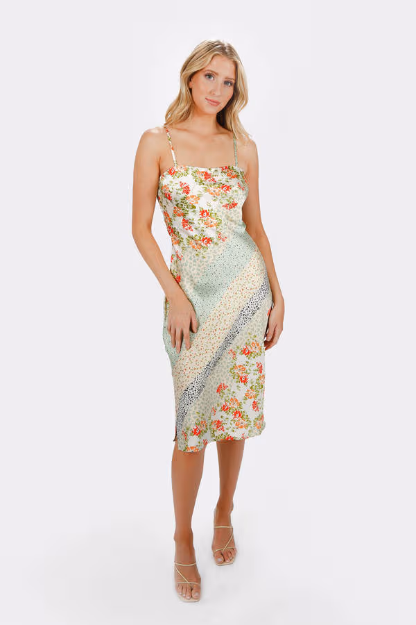 Ellianna Floral Cami Midi Dress - Ivory Mint