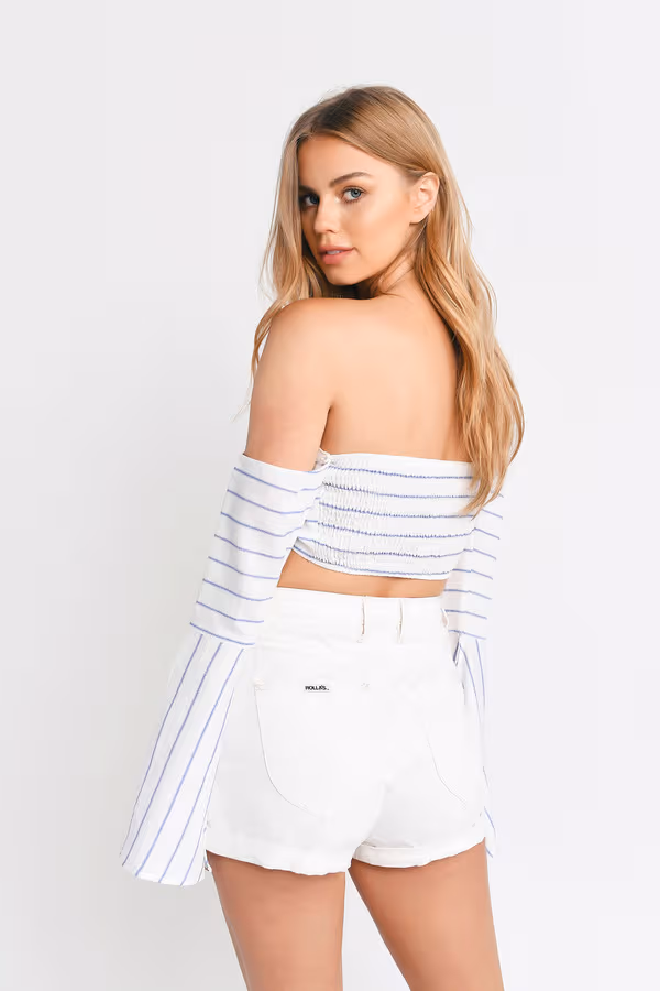 Heavenly Love Crop Top - Blue and White