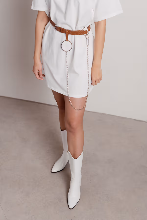 Capri Faux Leather Belt - Tan