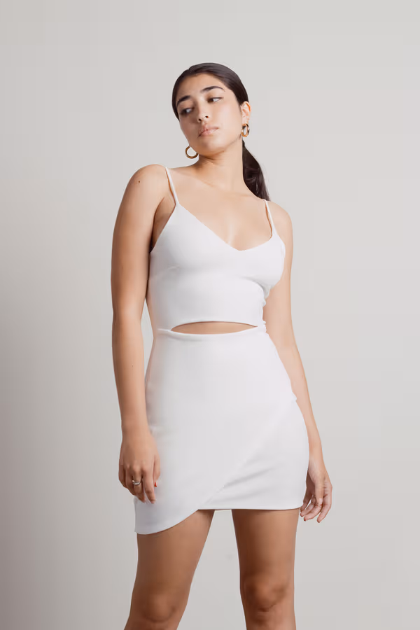 Katy Cutout Surplice Mini Dress - White