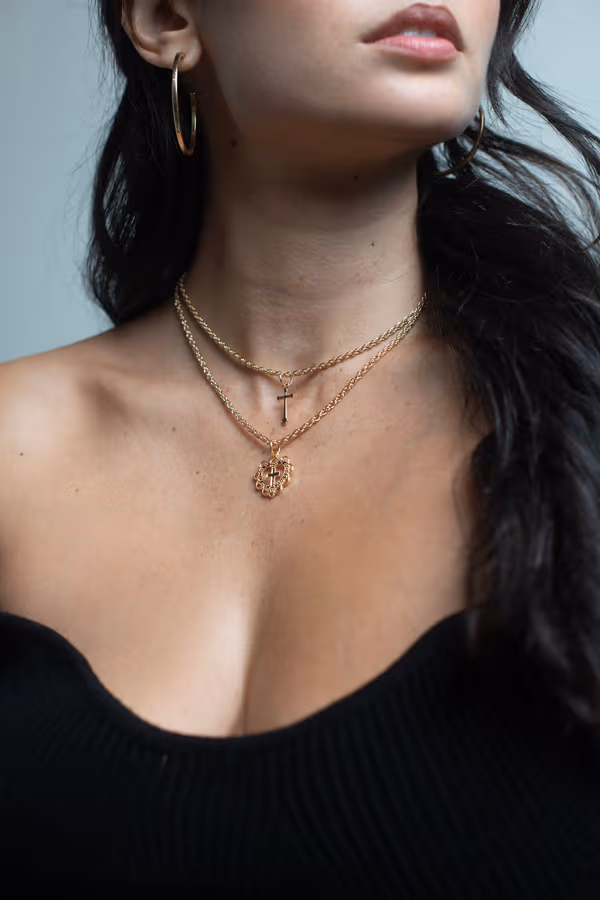 Ja'dame Rosary Layered Necklace - Gold