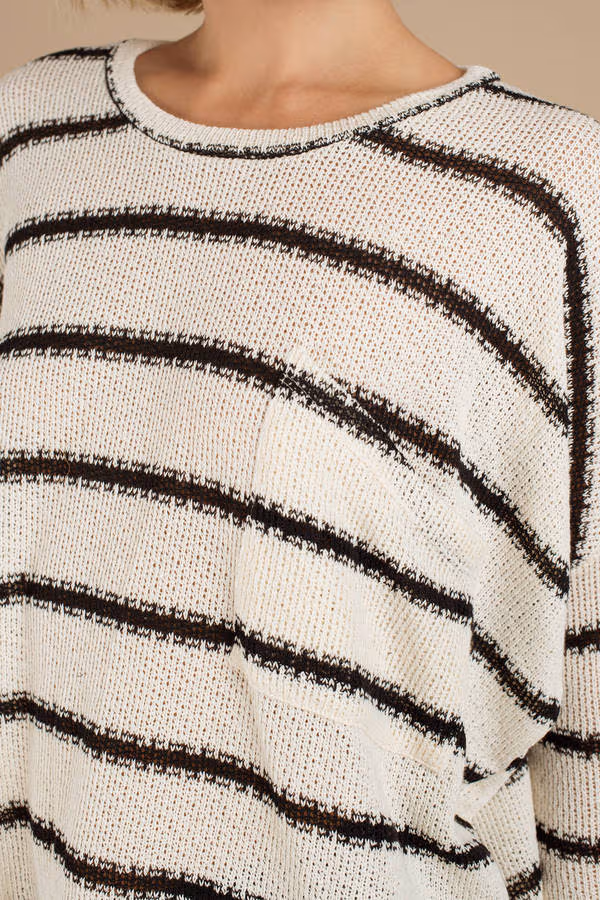 Blurred Lines Stripe Sweater - Cream & Black