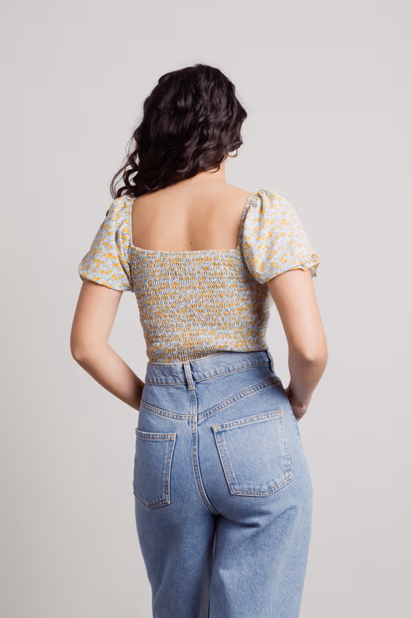 Make You Think Crop Top - Mint Yellow