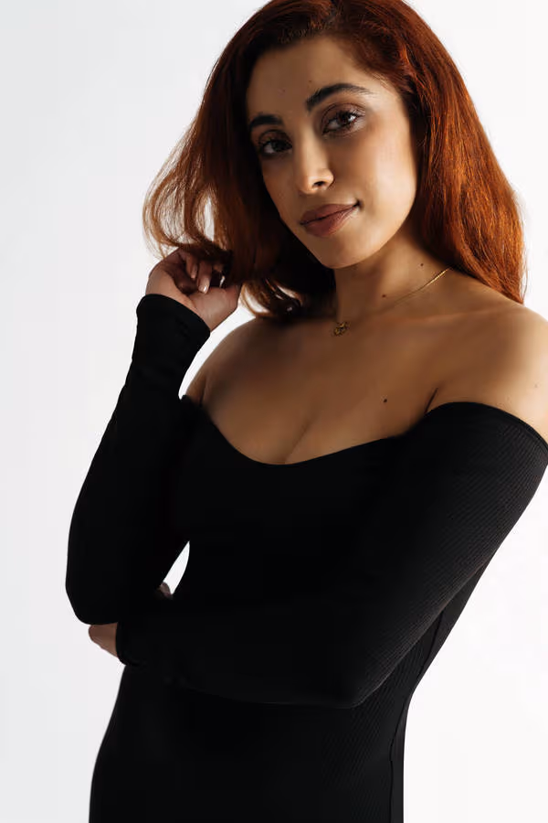 Kimberley Ribbed Bustier Mini Dress - Black