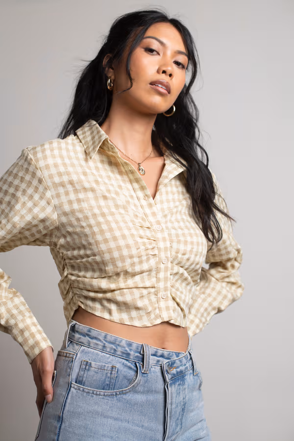 When You Knew Crop Top - Pale Khaki