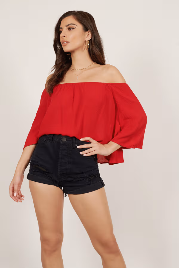 It's Alright Off The Shoulder Blouse - Red