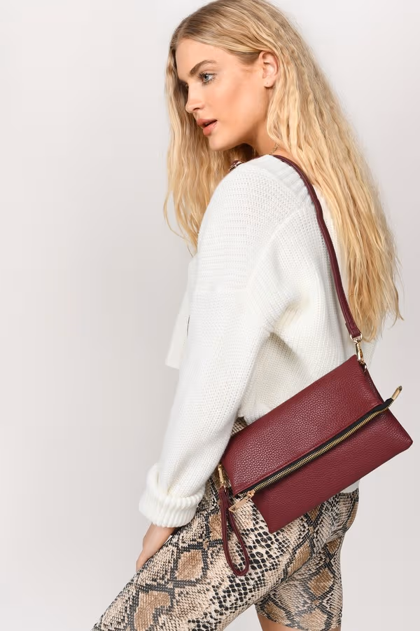 Diana Fold Over Clutch - Wine