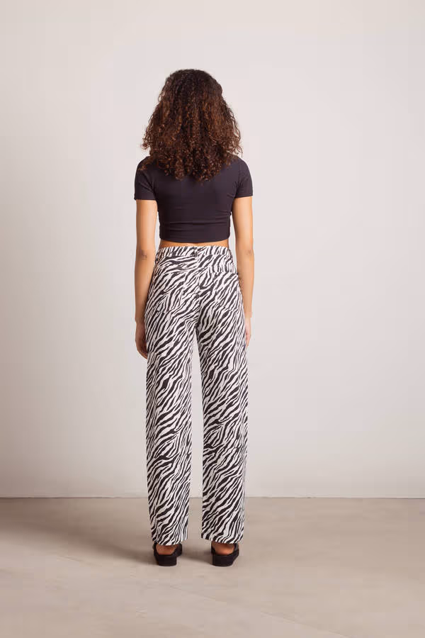 Gimme Attention Straight Leg Pants - Black & White