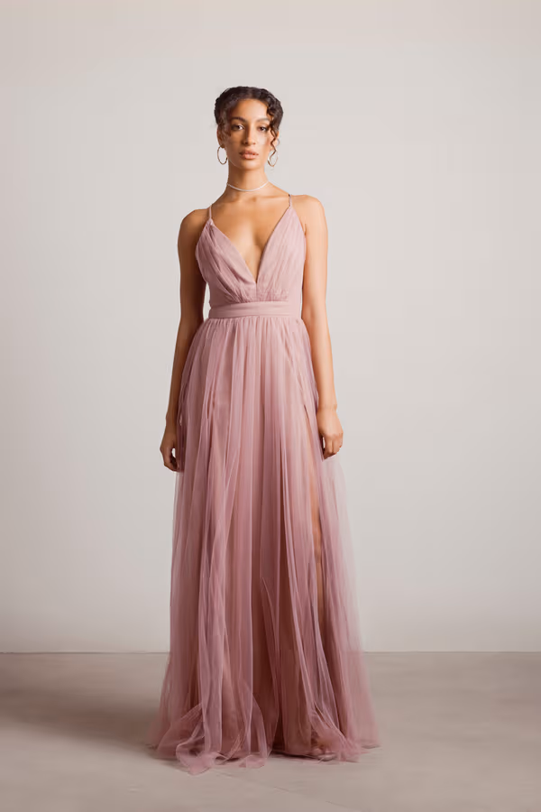 Night To Remember Chiffon Double High Slit Maxi Dress - Navy