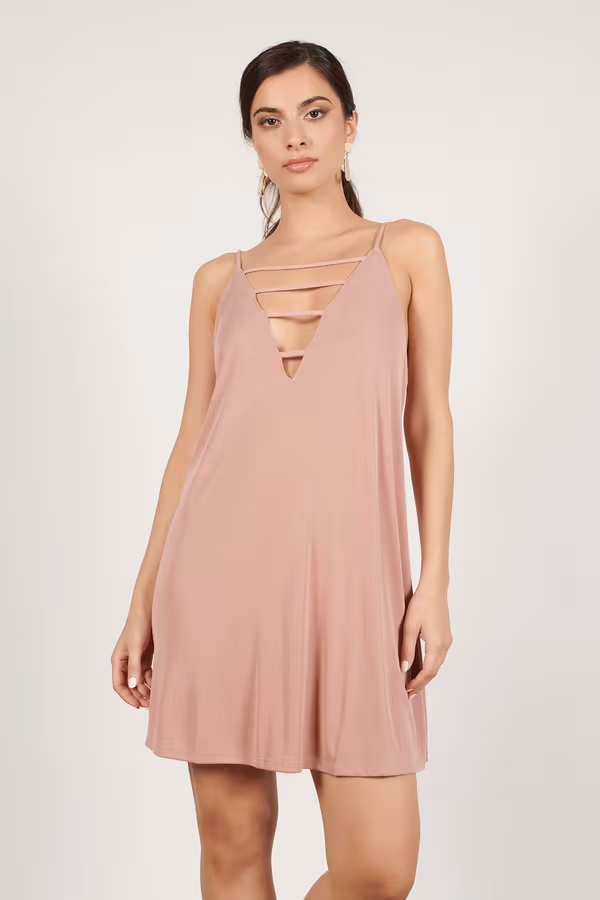 Halsey Strappy Deep V Mini Dress - Terracotta