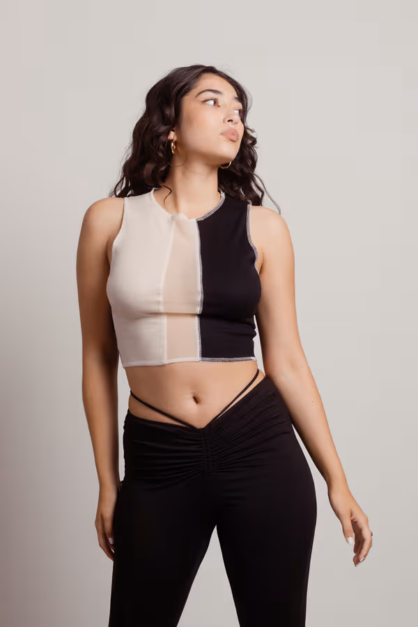 Neopolitan Tank Top - Black & Beige