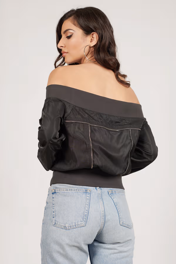 Watch Me Bomber Jacket - Dark Grey