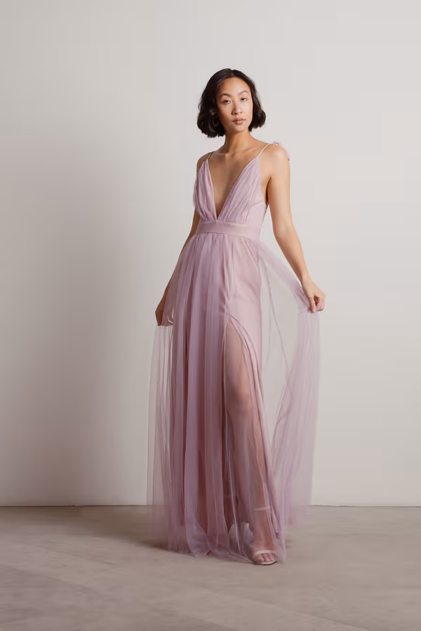 Slay The Night Deep V Double High Slit Maxi Dress - Black