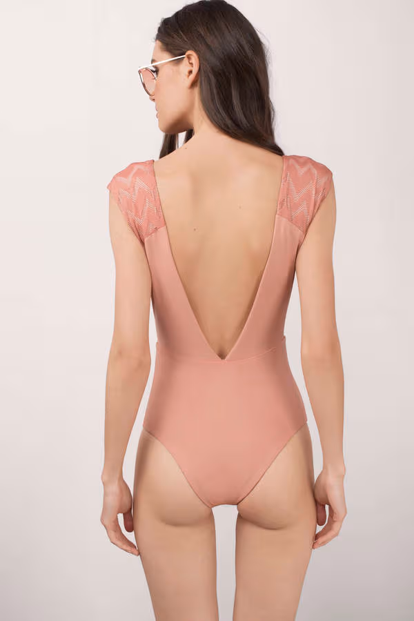 Tavik Swimwear Eden Plunging One Piece Swimsuit - Rose Dawn
