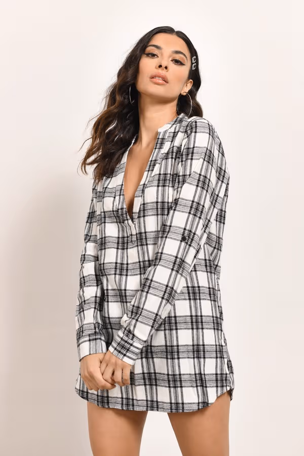 No Mistakes Plaid Tunic Top - Multi