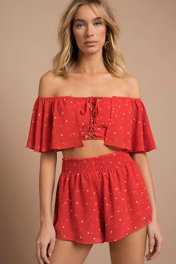 Whitney Crop Top - Red Multi