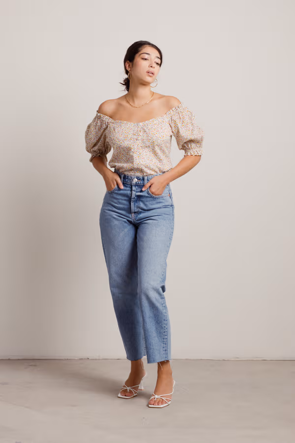 Romilda Floral Blouse - Beige Multi