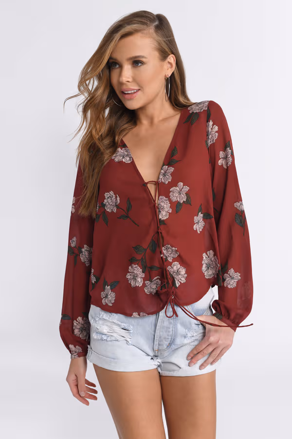 Best Bud Floral Blouse - Wine Multi