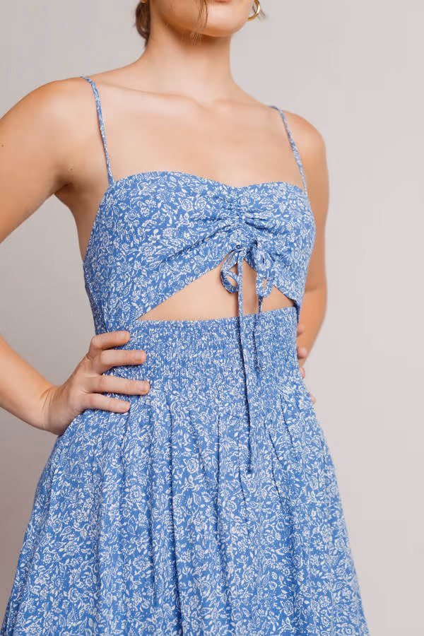 On The Spot Floral Romper - Blue