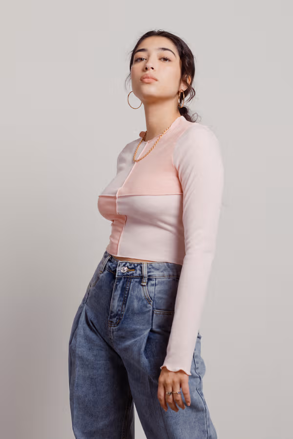 Elaire Two-toned Top - White & Blue