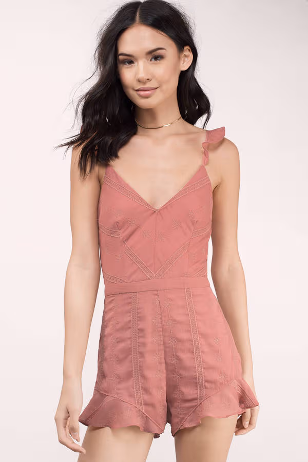 The Jetset Diaries Getaway Stripe Romper - Moss Coral