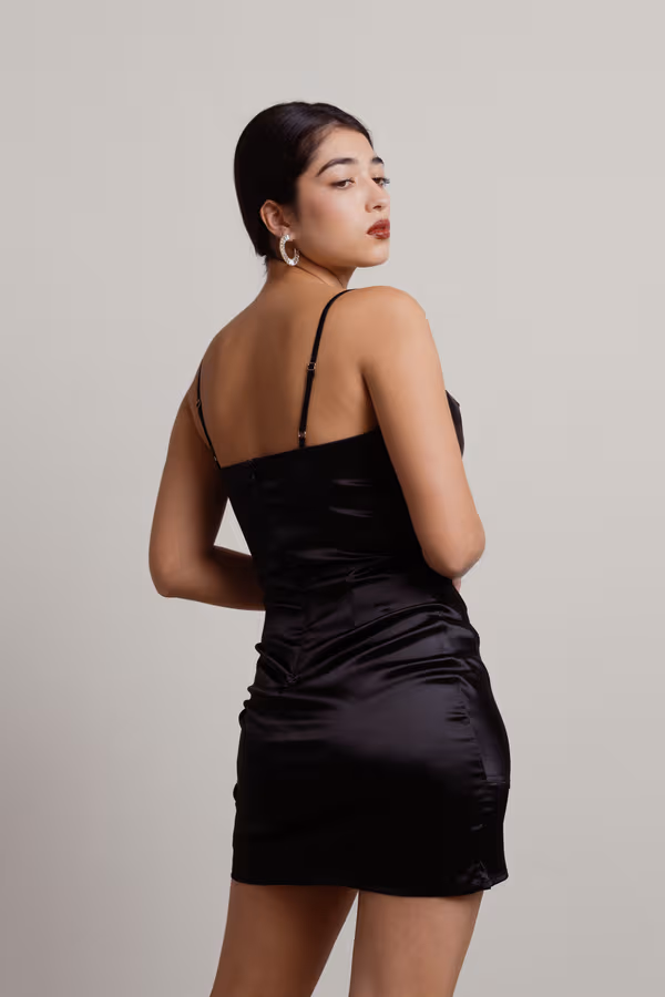 Alaleh Satin Surplice Mini Dress - Light Blue