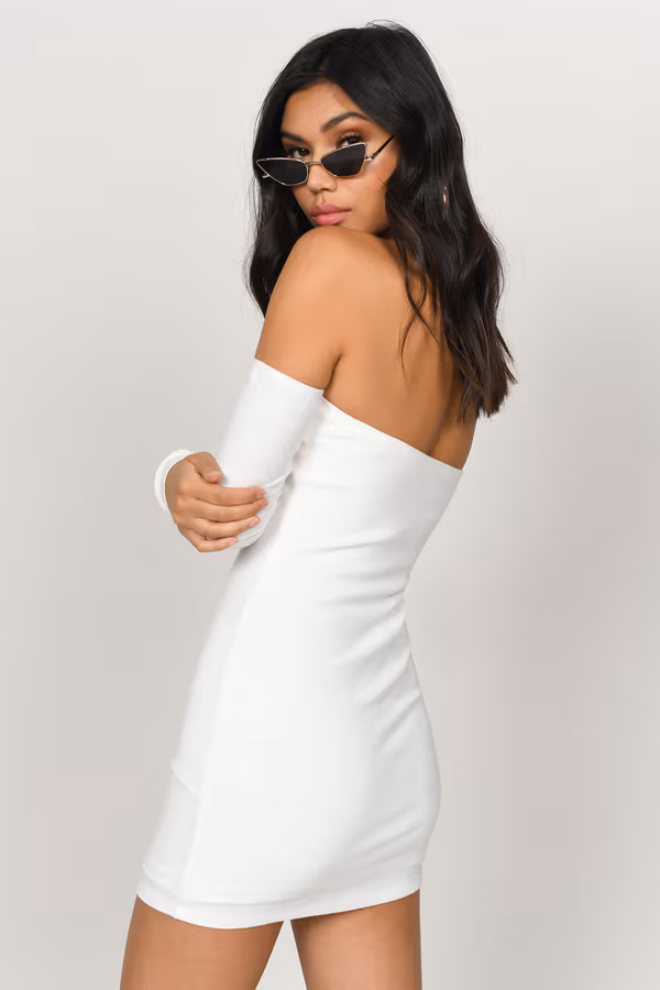 Clara Off The Shoulder Button Up Mini Dress - White
