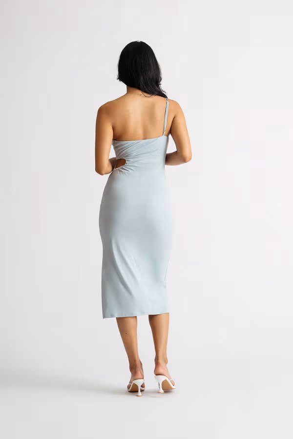 Divine Time Light Blue Cutout Bodycon Midi Dress